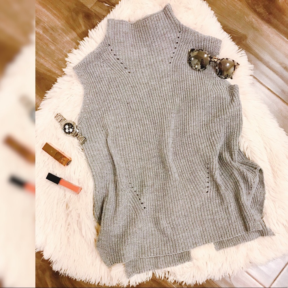 Marl Grey Mock Neck Knit Sweater